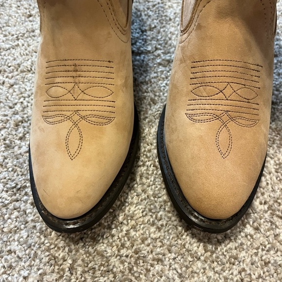 Masterson Boot Company Tan/Pink Mid Calf Cowboy Boots Sz 7 - Picture 6 of 9